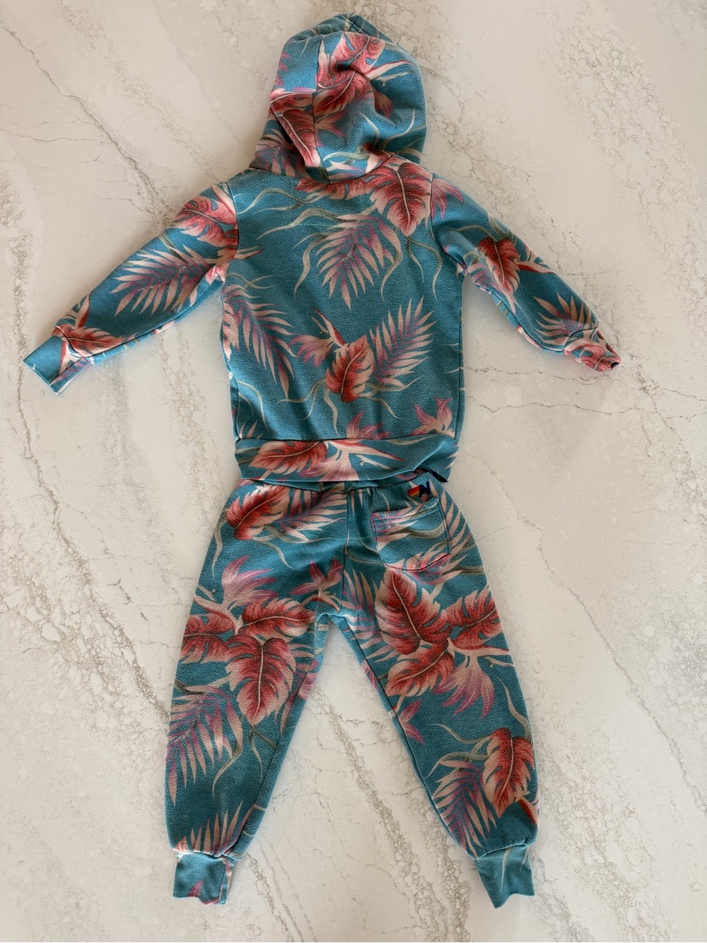 Aviator Nation Kids Teal Tropical Leaf Jogger Pants - Size 2-4T